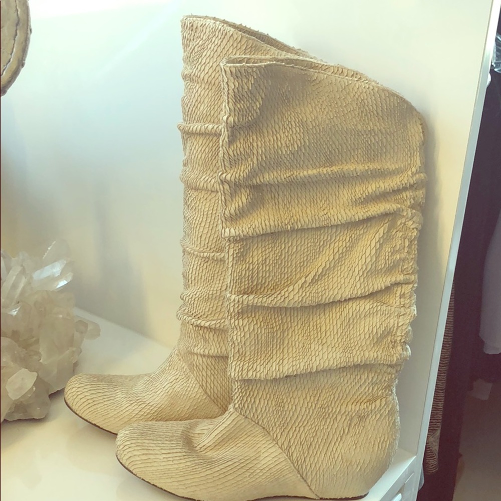White Elizabeth and James Snake Skin boots!